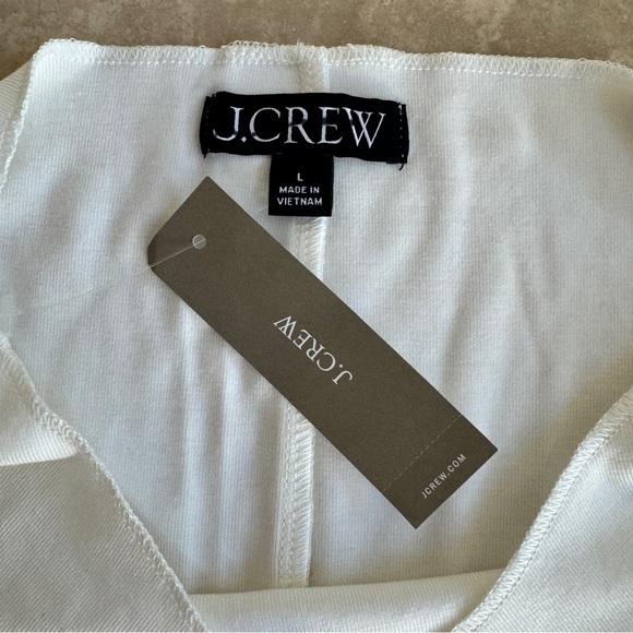 J Crew Ivory Refined Rib Shell Tank Sleeveless Boat Neck Women Sz L Jersey Knit - Picture 7 of 8